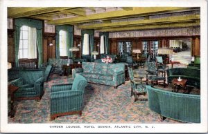 Postcard NJ Atlantic City - Hotel Dennis - Garden Lounge