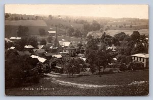 J87/ Fredericksburg Ohio RPPC Postcard c1910 Birdseye Stores Church   1669