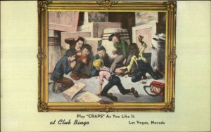 Las Vegas NV Kids Playing Craps Club Bingo Painting LINEN Postcard