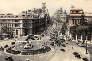 Madrid Spain~Plaza de la Cibeles y calle de Alcala~Cars-Buses-Motorcycles~RPPC