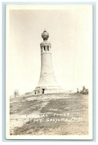 c1940's Memorial Tower Mt. Greylock Massachusetts MA RPPC Photo Postcard 
