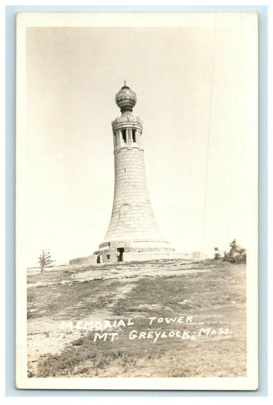 c1940's Memorial Tower Mt. Greylock Massachusetts MA RPPC Photo Postcard 