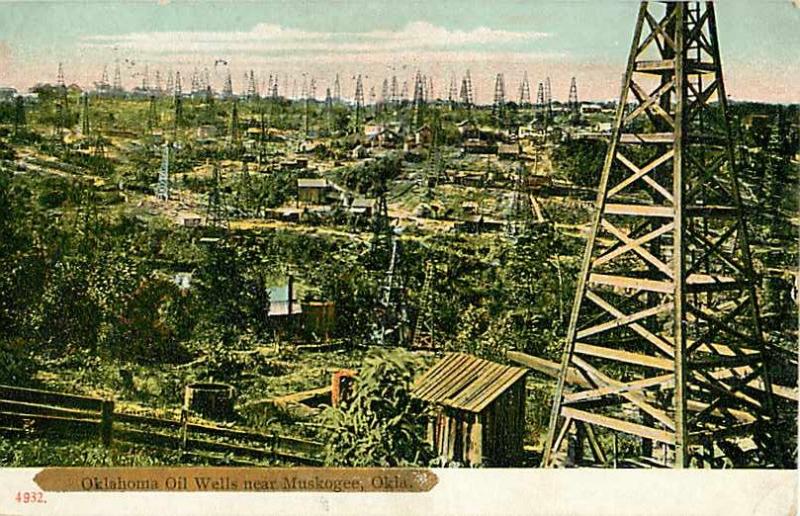 Oklahoma Oil Wells near Muskogee, OK, 1908 Divided Back ,