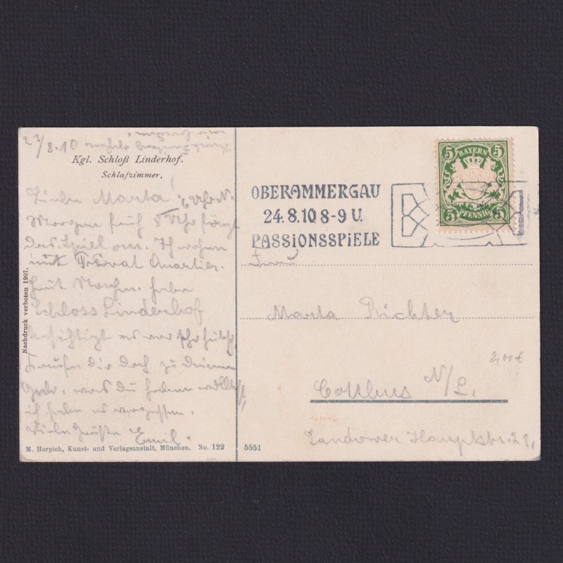 GERMANY 1910, Postcard, Linderhof Palace, Used