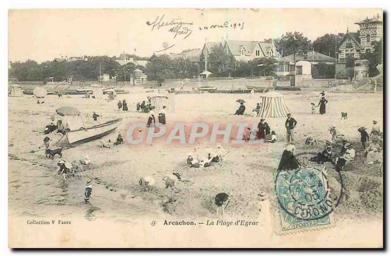 Old Postcard Arcachon Beach It Eyrac