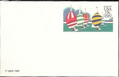 US Postcard mint - Olympics '84.  Wind Gliders.  Issued in 1983.