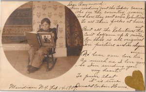 Boy in Rocking Chair Reading Roosevelt Bears Book c1907 Vintage Postcard U02