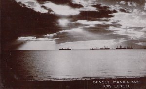 Original Early  Photo Style, Bay at Sunset, Manila,Philippines, Old Postcard