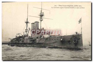 Old Postcard Boat War British Fetes Franco in July 1905 the English armor Com...