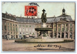 1907 Fountain Of The Three Graces Bordeaux France Posted Antique Postcard