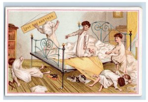 1880s Victorian Trade Cards Six Children At Bedtime Comical Set Of 4 F107