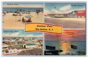 1955 Greetings from Ship Bottom New Jersey NJ Multiview Vintage Postcard 