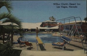 Las Vegas Nevada NV Wilbur Clark's Desert Inn Swimming Pool Linen Postcard