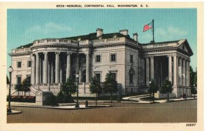 VINTAGE POSTCARD MEMORIAL CONTINENTAL HALL WASHINGTON D.C.