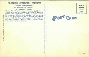 Flagler Memorial Church Valencia Sevilla Sts Saint Augustine FL Florida Postcard 