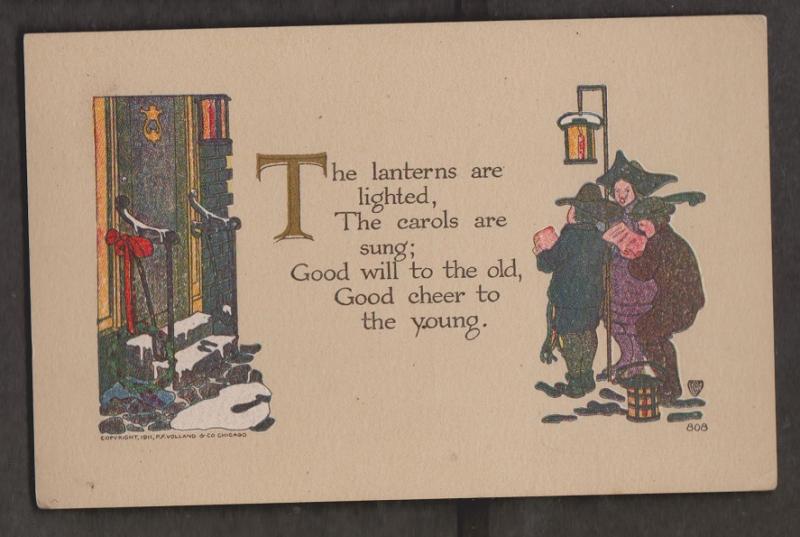 Christmas Greetings With Carollers - Unused c1920