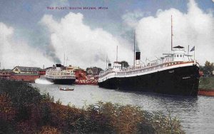 Steamer Fleet South Haven Michigan 1910c V O Hammon postcard