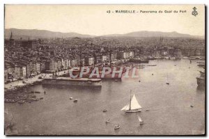 Old Postcard Marseille Panorama Du Port Boat Quay