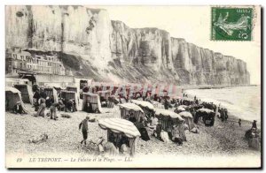 Old Postcard Le Treport The cliff and the beach