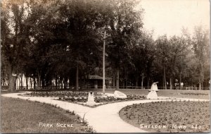 Real Photo Postcard Park Scene in Sheldon, Iowa~132129