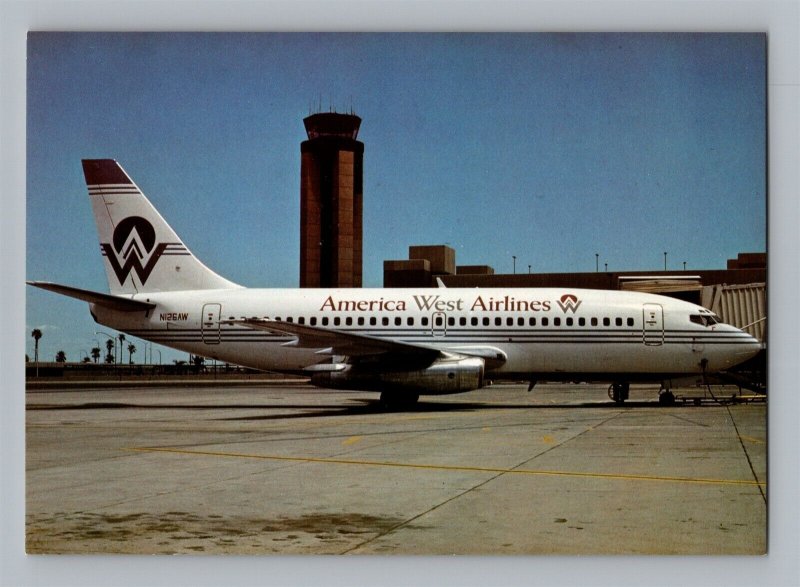 Aviation Airplane Postcard America West Airlines Boeing 737-275 In Phoenix AC4