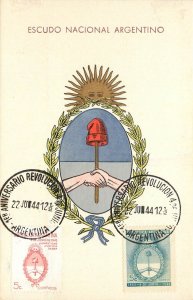1944 Card Escudo Nacional Argentina Coat of Arms Anniversary of 1943 Revolution