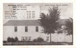 VINTAGE POSTCARD EMMANUEL BAPTIST CHURCH SIOUX FALLS SOUTH DAKOTA POSTED 1949