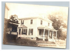 Vintage 1920's RPPC Postcard Nice Large White Suburban Home
