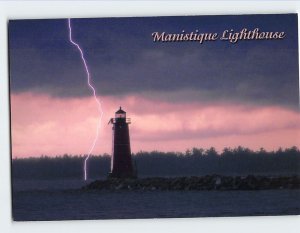 Postcard Manistique Lighthouse in Manistique Michigan USA