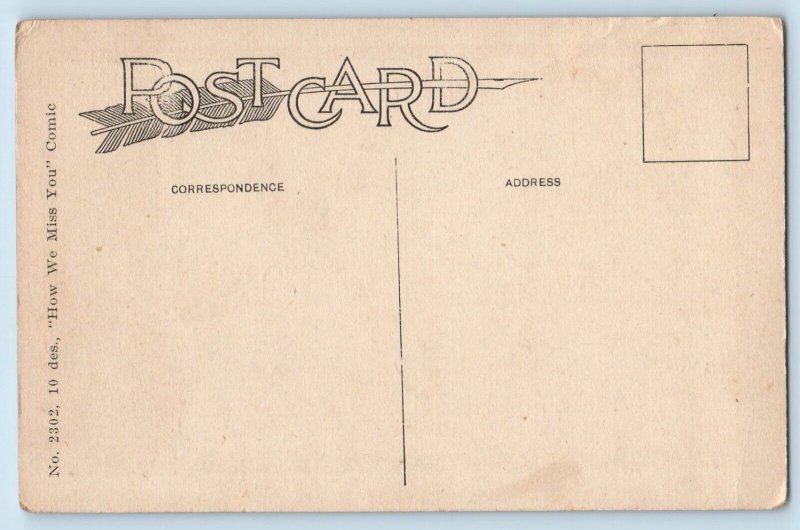 Comic Postcard How We Miss You We Have Some Nice Cool Pop Soft Drinks c1910's