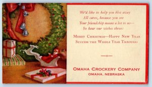 Christmas Postcard Dog With Mistletoe Come On Girls Embossed Santa Barbara CA