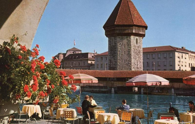 Switzerland - Lucerne. Chapel Bridge and Water Tower