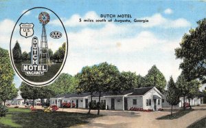 AUGUSTA, Georgia GA    DUTCH MOTEL~Windmill  ROADSIDE  ca1940's Linen Postcard