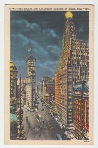 P2152 1949 postcard time square paramount bldg at night with traffic