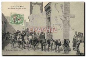 Old Postcard Prison Morocco Casablanca Prisoners sweeping the streets