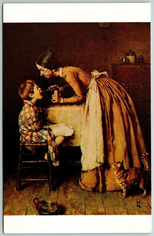 Aunt Polly Giving Tom Painkiller, Painted by Norman Rockwell - Postcard ...