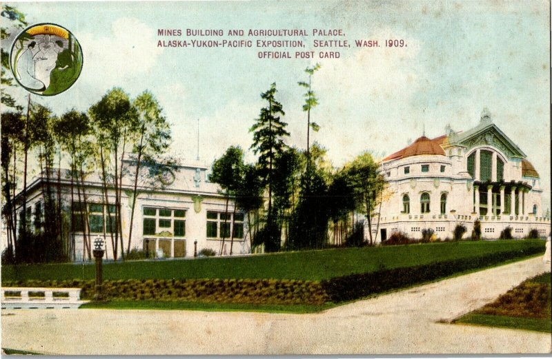 Mines Bldg Agricultural Palace Alaska Yukon Pac Expo 1909 Vintage Postcard C07 