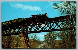 Postcard Steamtown USA Bellows Falls VT Baldwin #15 (2-8-0) Steel Bridge Ludlow