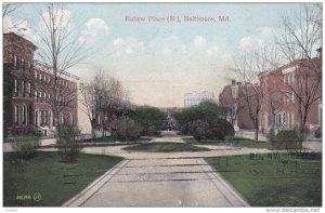 BALTIMORE, Maryland, PU-1908; Eutaw Place