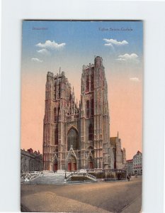 Postcard Eglise Sainte Gudule Brussels Belgium