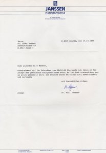 Paul Janssen Pharmaceutica Founder Physician Hand Signed Letter