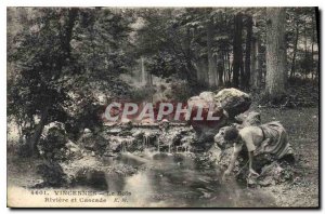 Postcard Old Vincennes Wood River and Waterfall