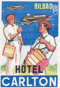 Spain Bilbao Hotel Carlton Vintage Luggage Label sk3361