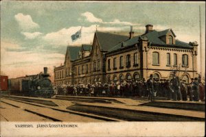 Varberg Sweden RR Train Station Depot Jarnvagsstationen c1910 Postcard