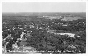 Northerly Aerial View of Kennebunk ME Mousam River Real Photo Postcard