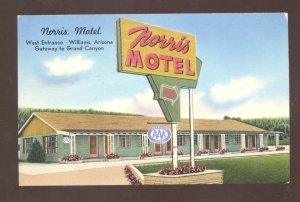 WILLIAMS ARIZONA NORRIS MOTEL ROUTE 66 VINTAGE ADVERTISING POSTCARD