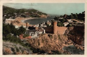 Spain Tossa Costa Brava The Walls and the Beach of Codolar Vintage RPPC C356