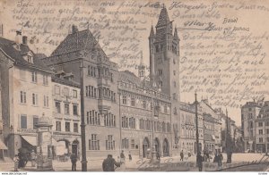 BASEL , Switzerland , 1903 ; Markt mit Rathaus