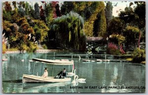 Vtg Los Angeles California CA Boating In East Lake Park 1910s View Postcard