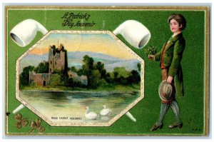 1913 St. Patrick's Day Boy Ross Castle Killarney Humboldt Iowa IA Postcard